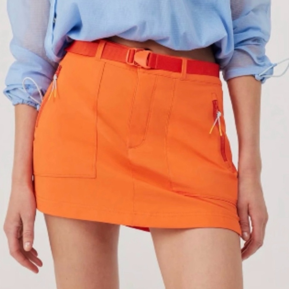 Outdoor Voices RecTrek Orange Mini Skirt with Belt, size M
